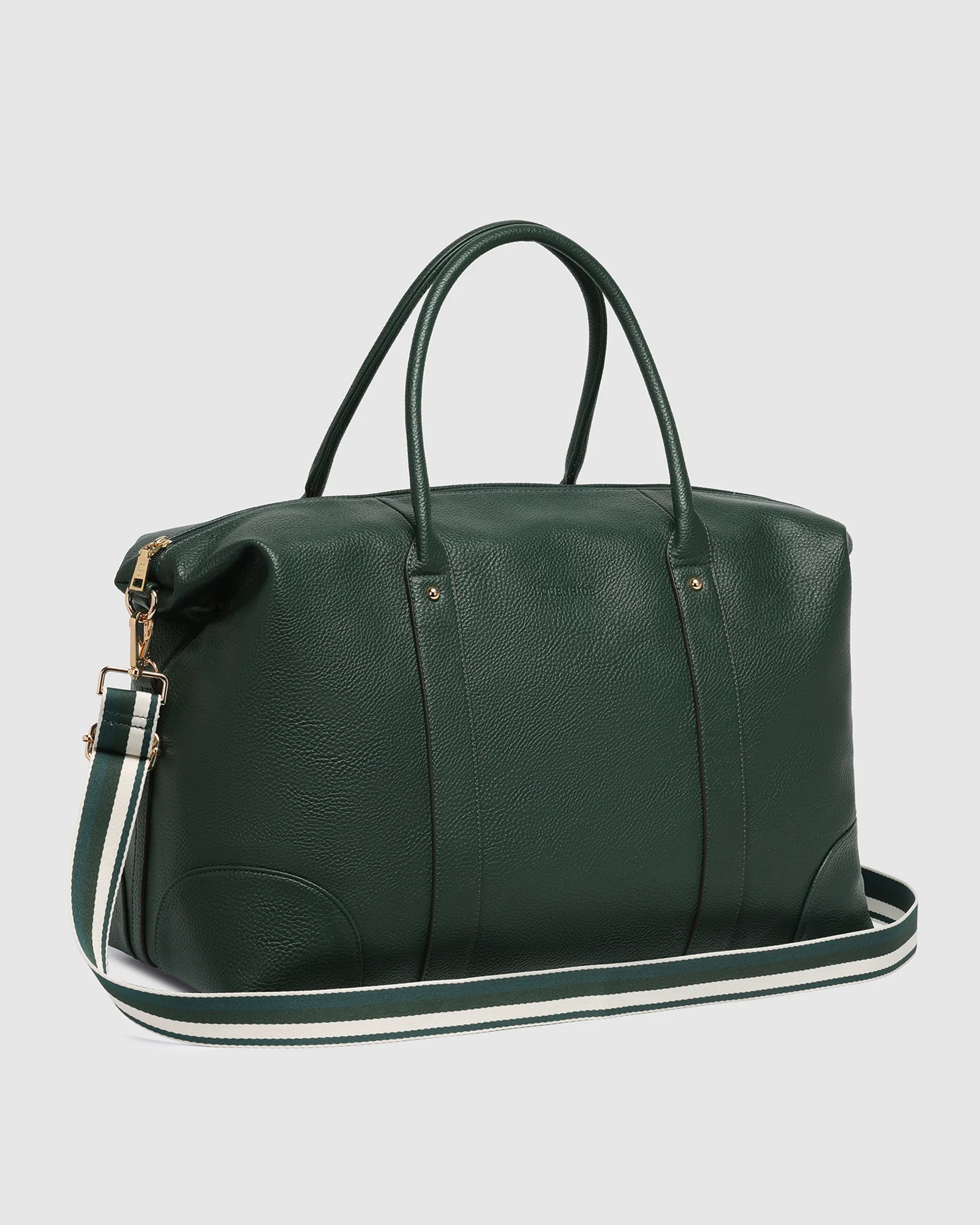 Alexis Stripe Weekender Travel Bag - Forest Green Stripe - Image 3