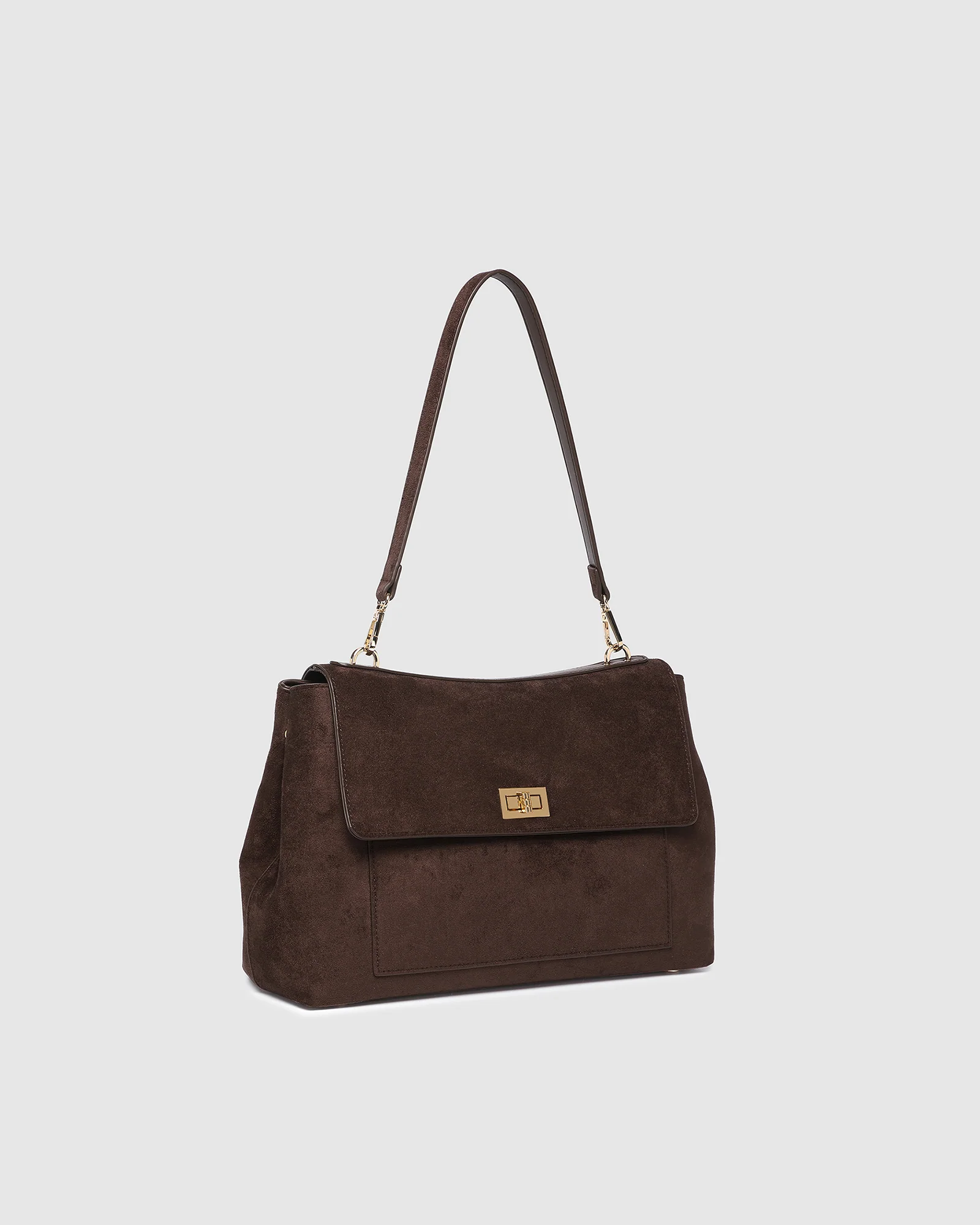 Arden Suedette Shoulder Bag - Chocolate - Image 3