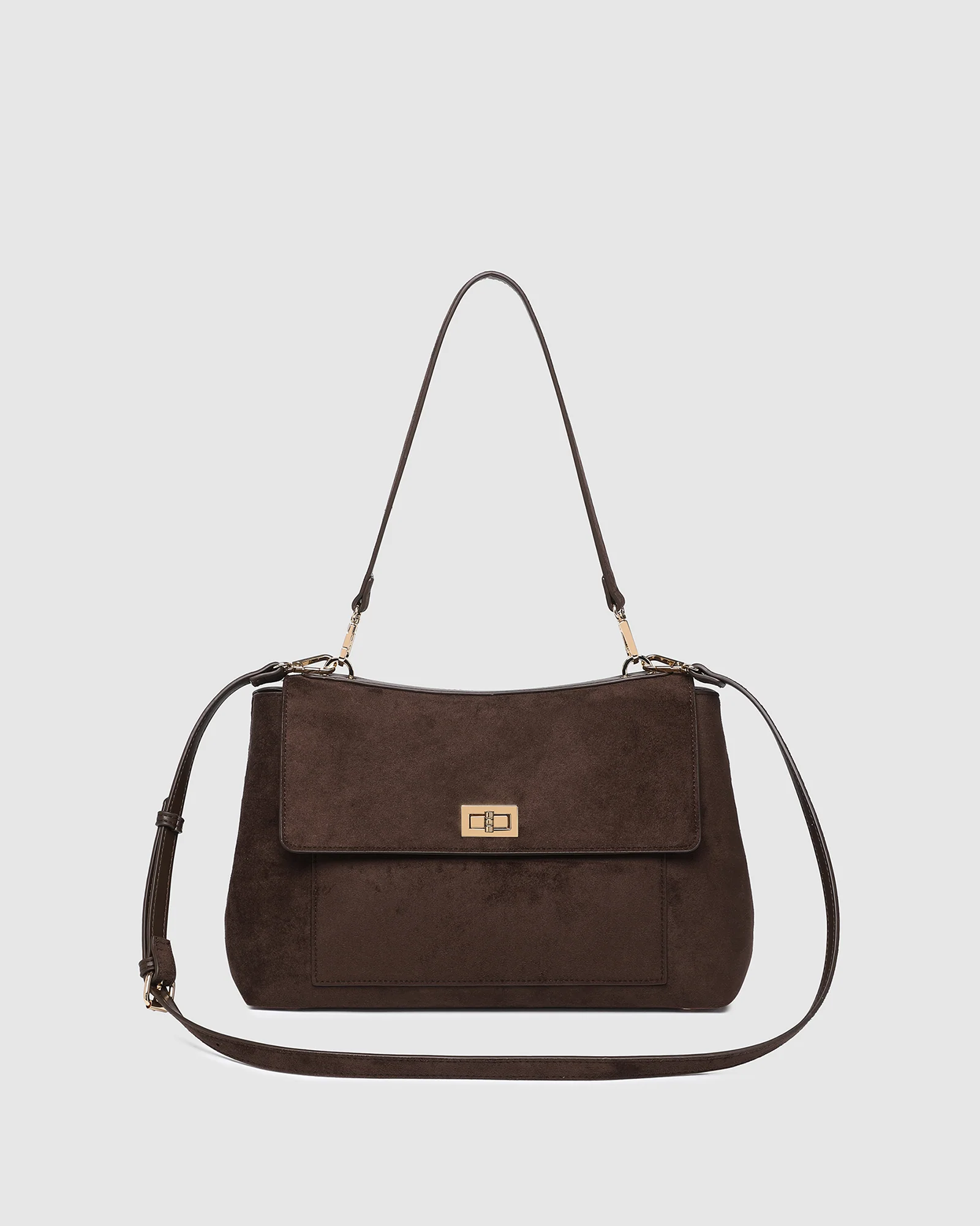 Arden Suedette Shoulder Bag - Chocolate - Image 4