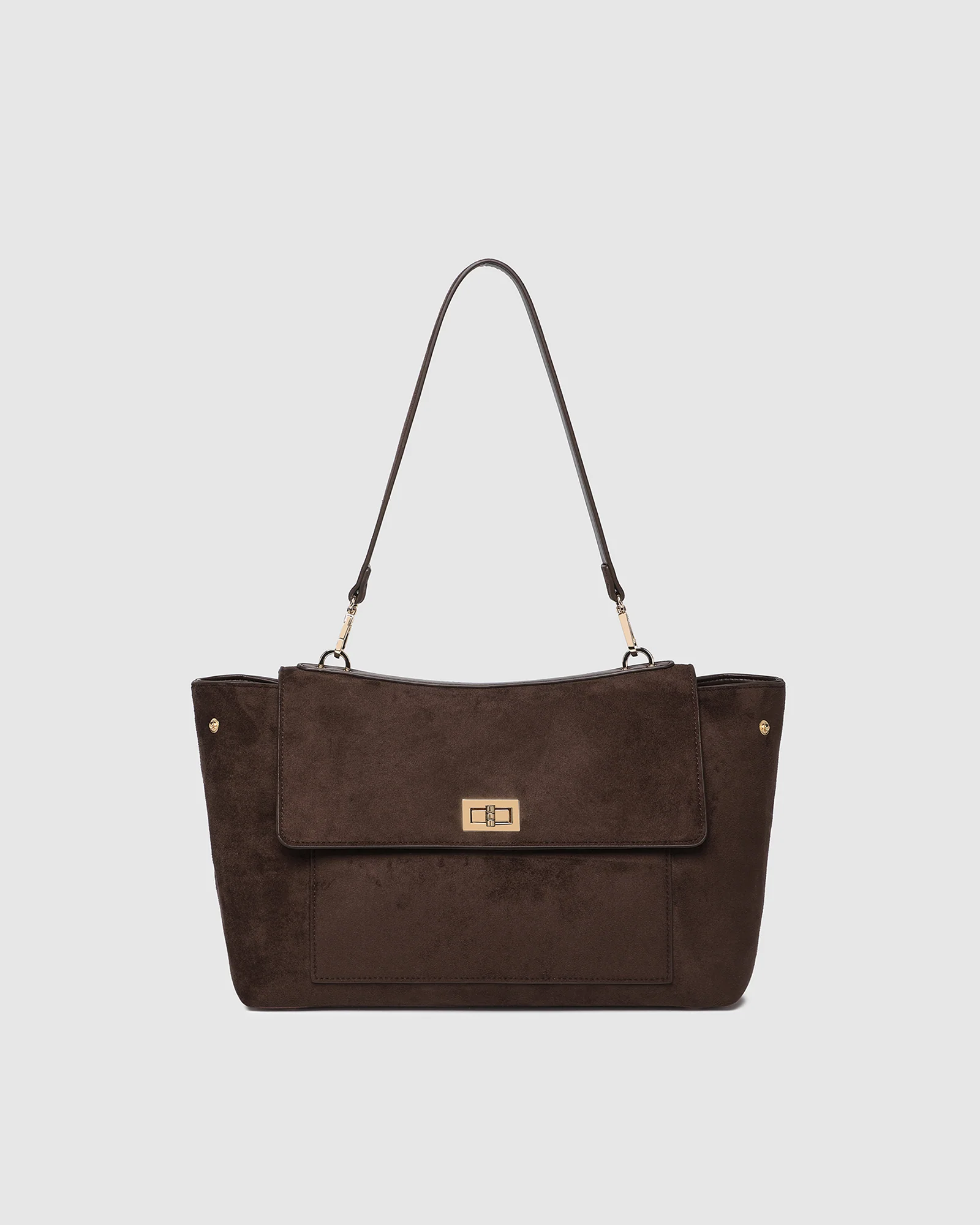 Arden Suedette Shoulder Bag - Chocolate - Image 7