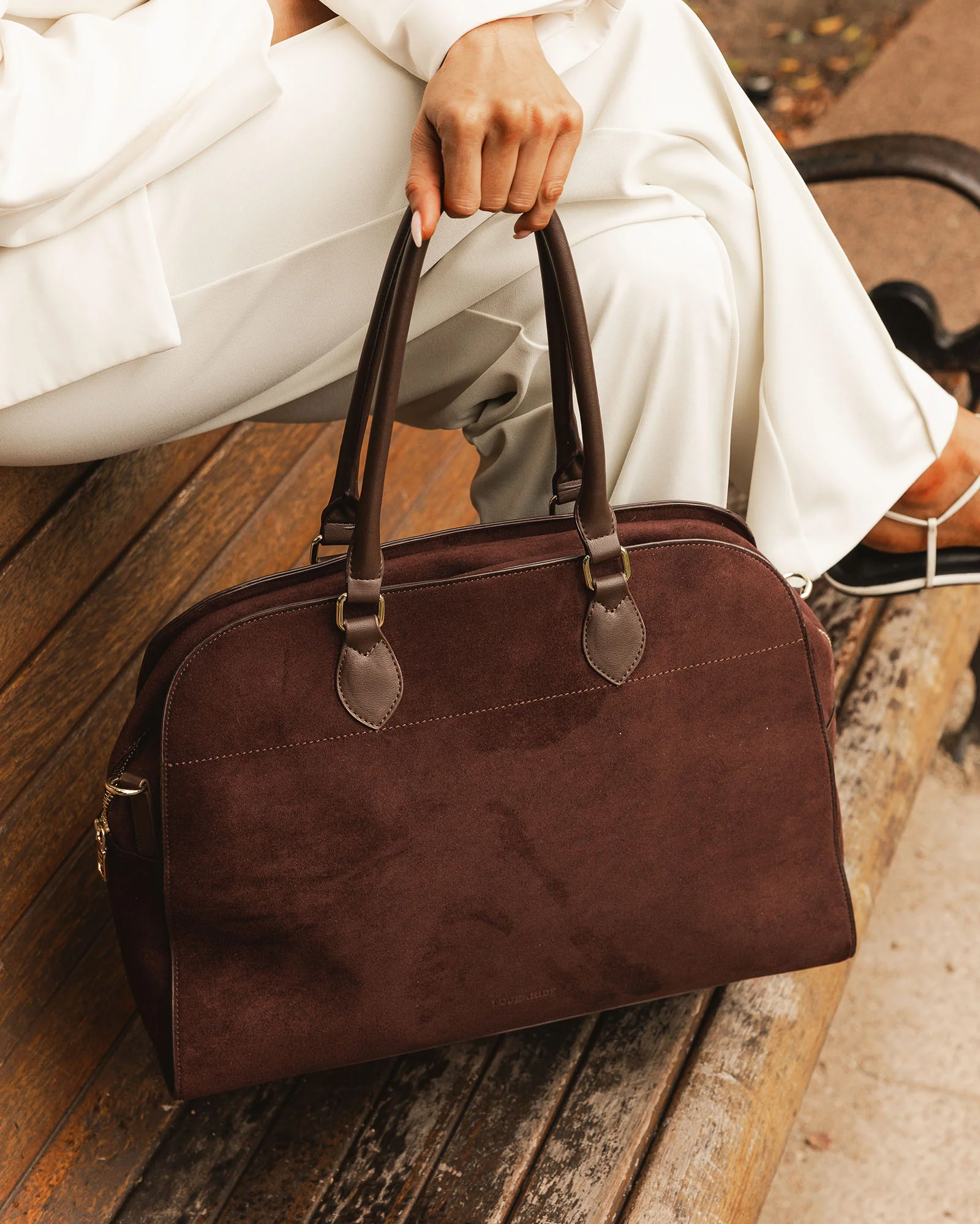 Blaire Tote Bag - Chocolate Suedette - Image 7