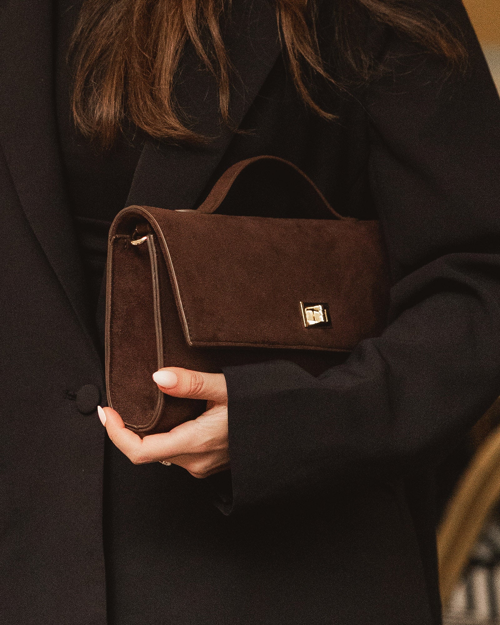 Delaney Suedette Clutch - Chocolate - Image 7