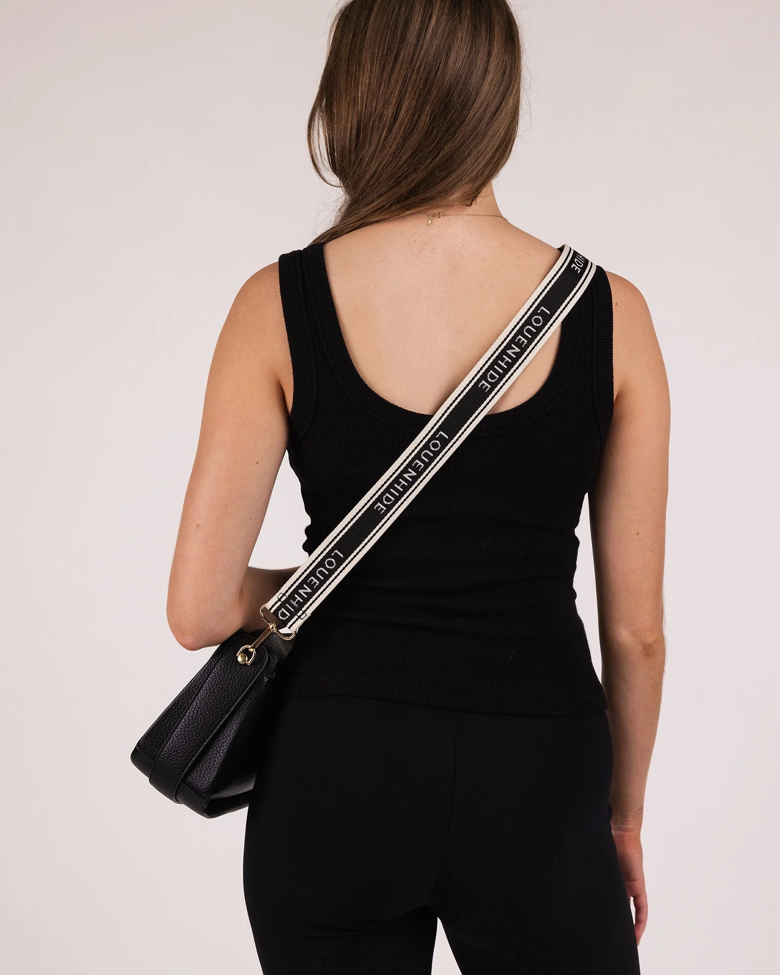 Logo Contrast Bag Strap - Black/Cream - Image 3