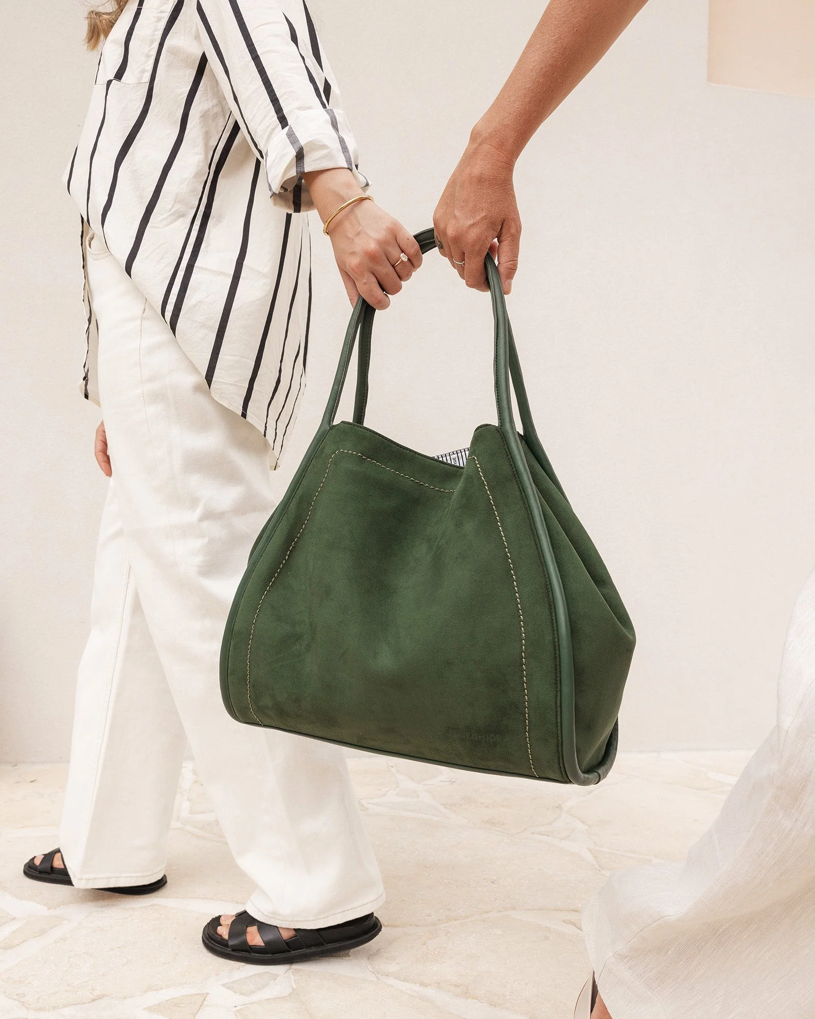 Sutton Suedette Shoulder Bag - Forest Green - Image 7